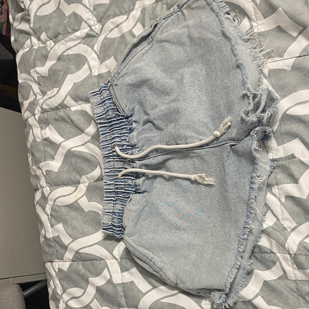 Forever 21 Light Blue Jean Shorts with Drawstring